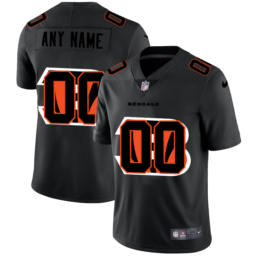 Wholesale Cincinnati Bengals Custom Men Nike Team Logo Dual Overlap Limited NFL Jersey Black